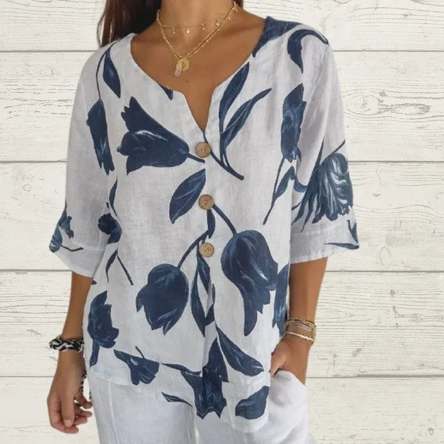 Chemise à col trois quarts pour femmes