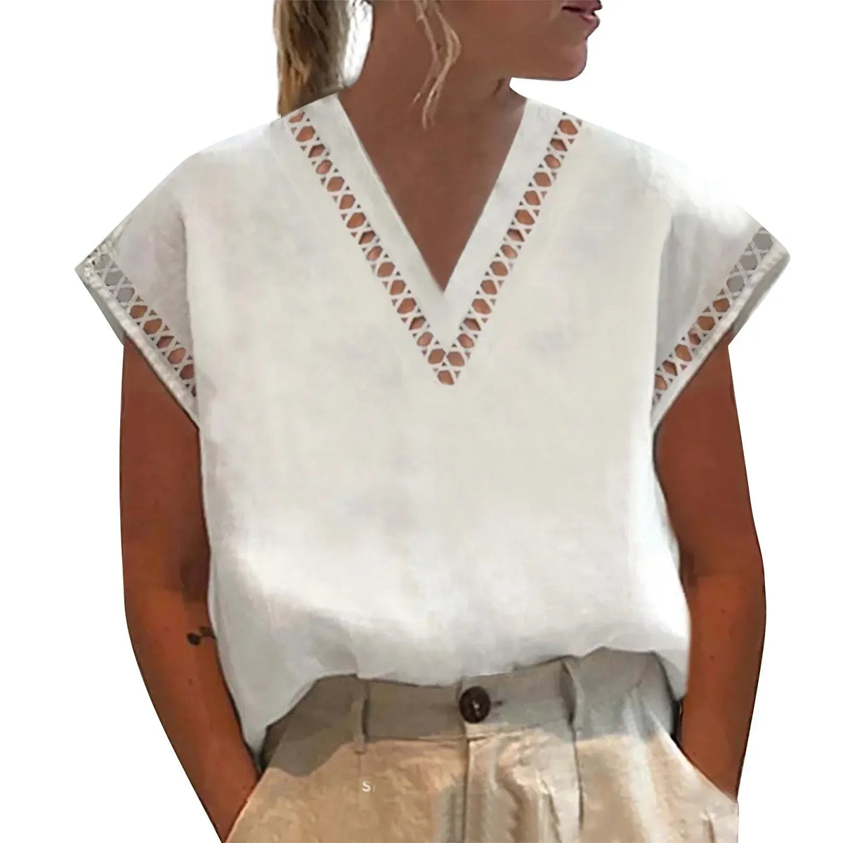 Chemise blanche légère en lin de coton pour femmes