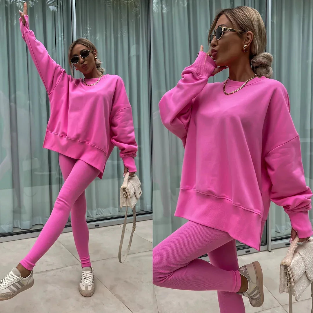 Ensembles décontracté pull ample + pantalons serrés pour femmes