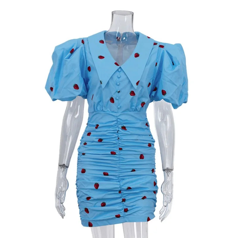 Robe mini à imprimé fraise pour femmes