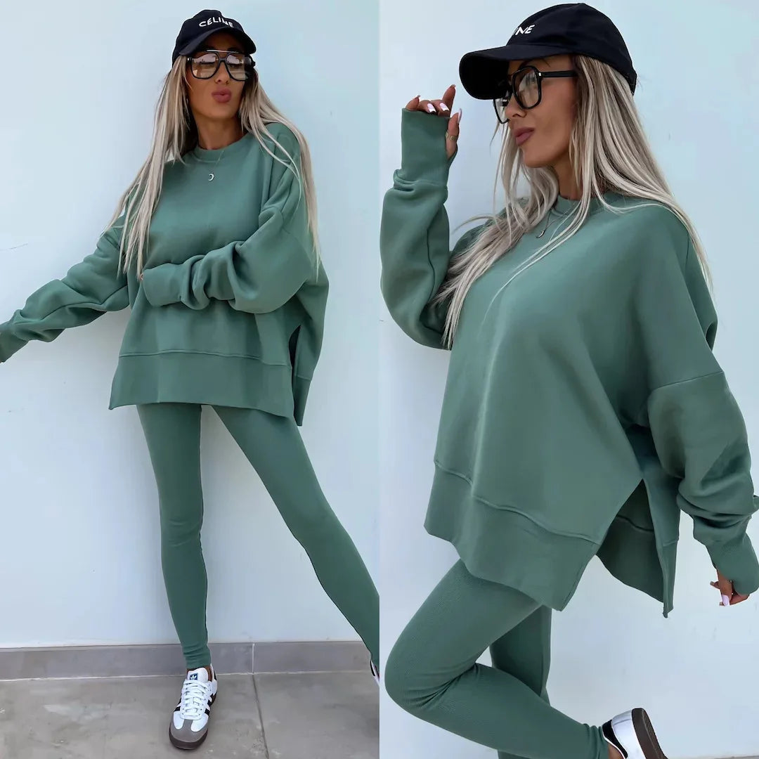Ensembles décontracté pull ample + pantalons serrés pour femmes