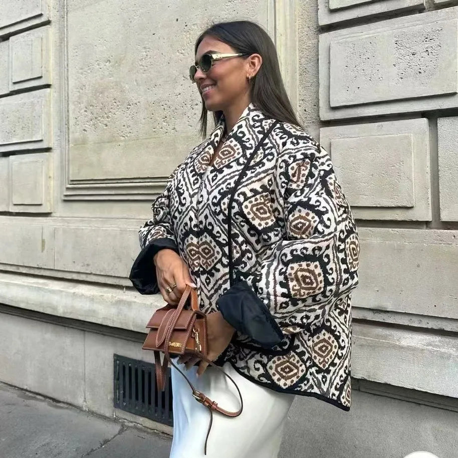 Cardigan ample en coton imprimé pour femmes