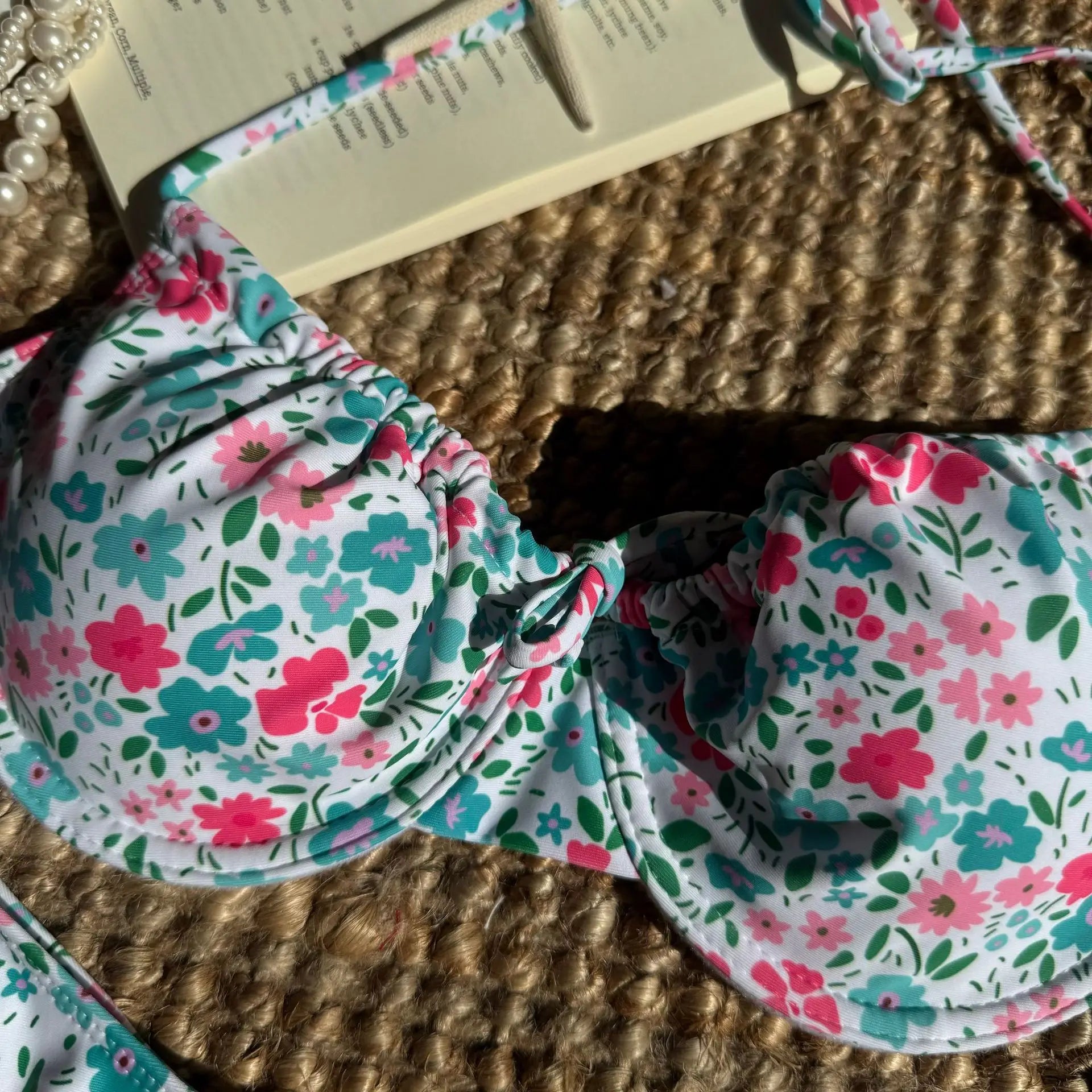 Maillot de bain deux pièces imprimé fleuri à armatures pour femmes