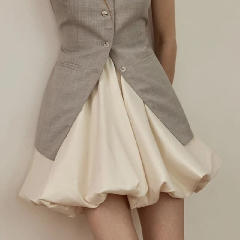 Jupe mini en satin et dentelle pour femmes