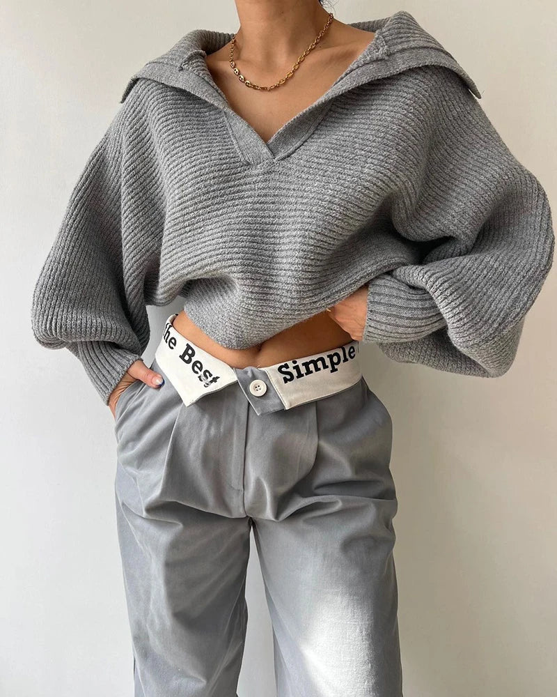 Pull court en tricot vintage pour femmes