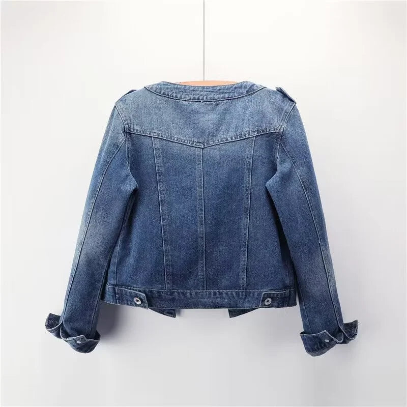 Veste en jean vintage délavé pour femmes