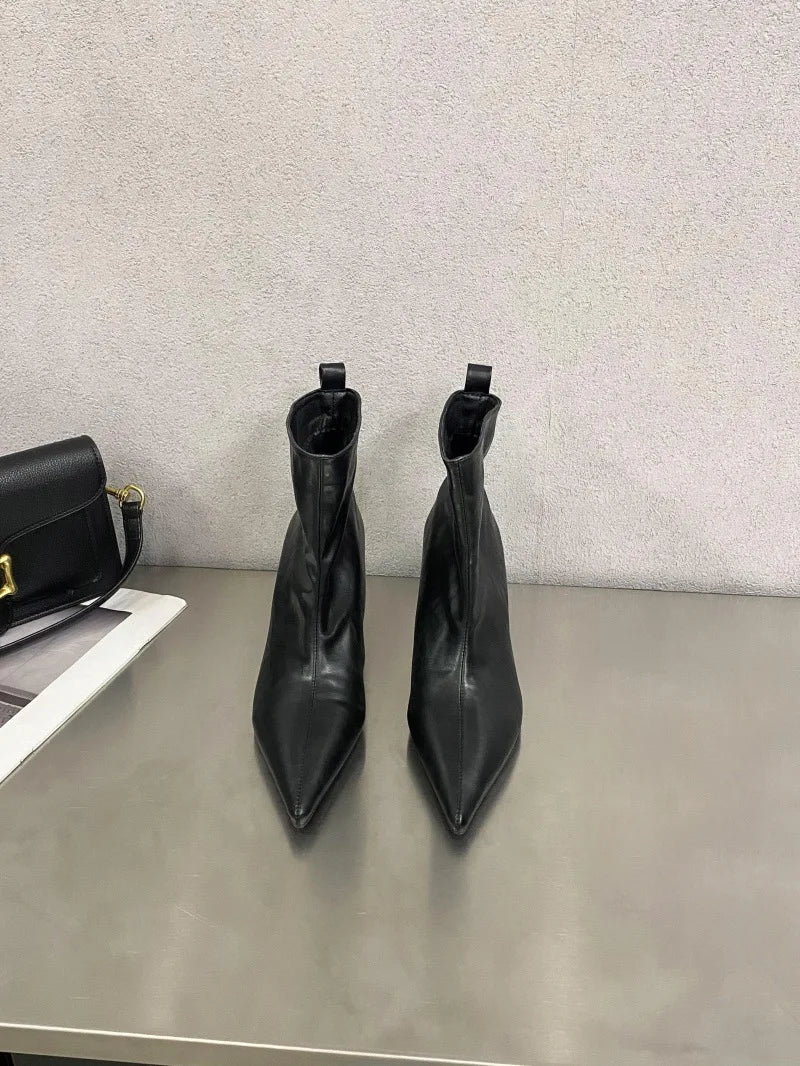 Bottines fines à talon haut et bout pointu, pour femmes