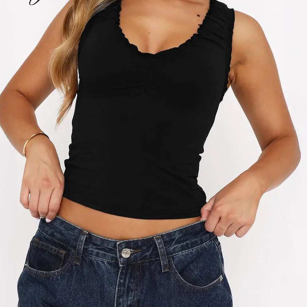Débardeur vintage froncé pour femmes