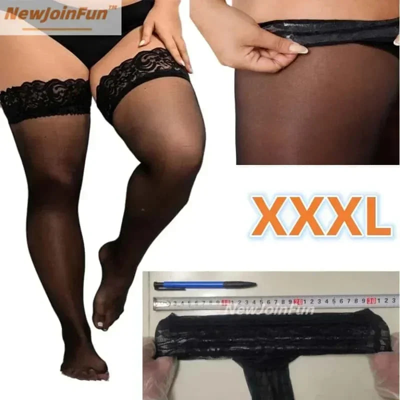 Bas surdimensionné noir grande taille en dentelle pour femmes