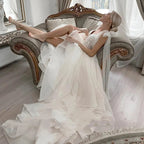 Robe de mariée trapèze en forme de cœur, avec gros nœud pour femmes