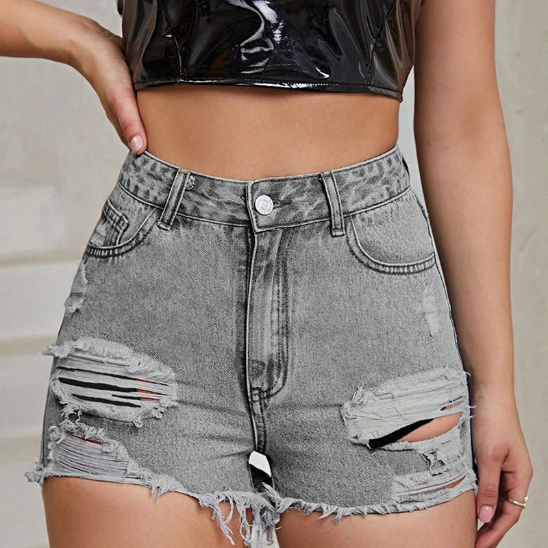 Shorts en jean taille haute pour femmes