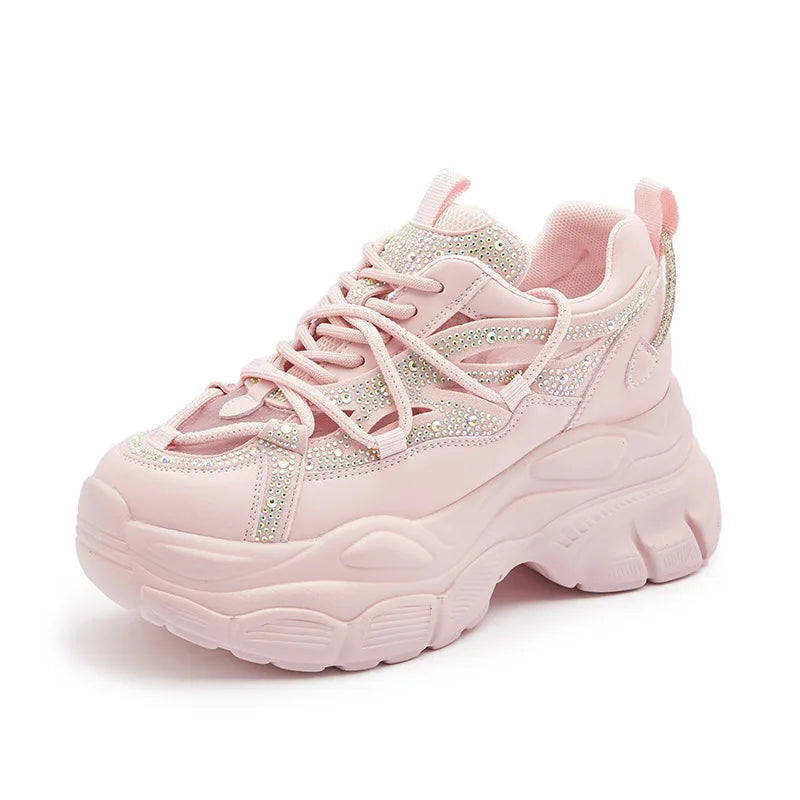 Basket en cuir véritable creux pour femmes