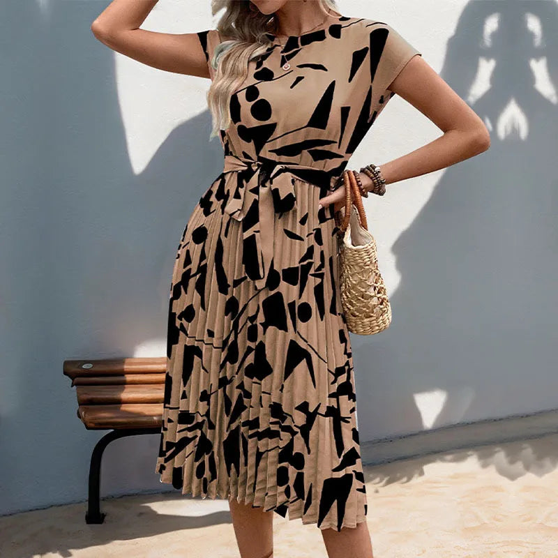 Robe mi-longue imprimée ample pour femmes