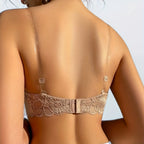 Soutien-gorge push-up invisible en dentelle brodée pour femmes