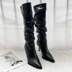 Bottes longues pointues au genou pour femmes