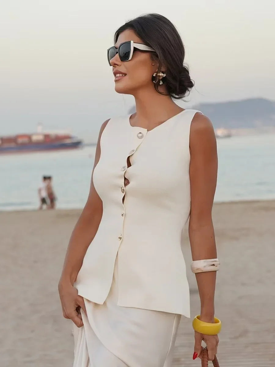 Pull à simple boutonnage pour femmes
