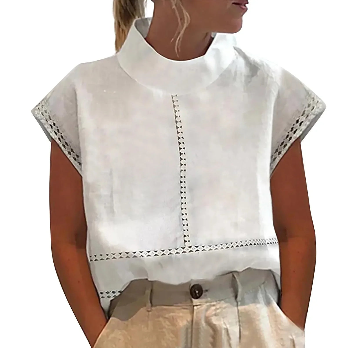 Chemise blanche légère en lin de coton pour femmes