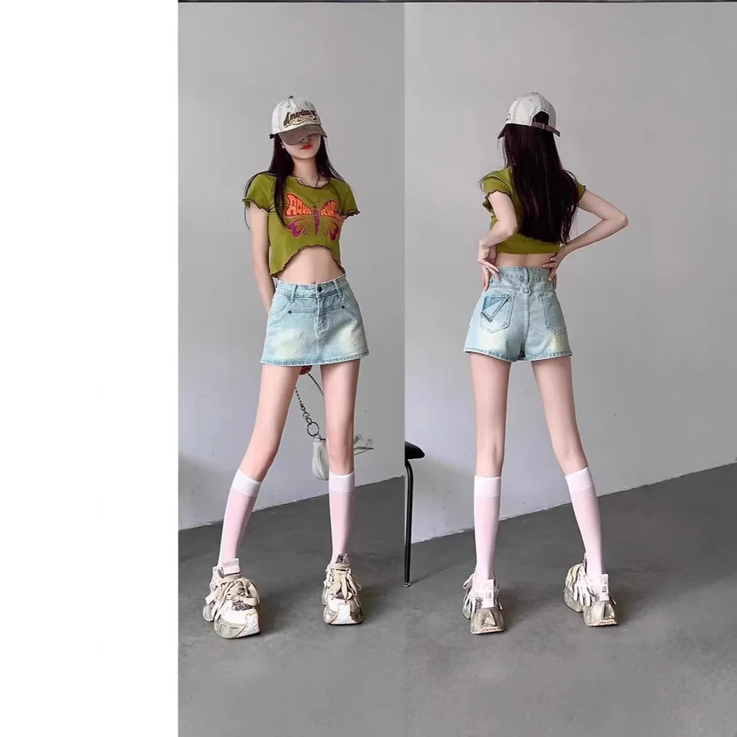 Jupe-culotte mini taille haute pour femmes