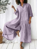 Combinaison ample vintage en coton et lin pour femmes