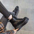 Bottines de neige en cuir de vache véritable pour femme