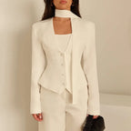 Ensemble veste et tailleur à lacets et col en V pour femmes