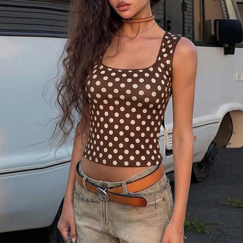Débardeur à Pois Femme – Coupe Ajustée