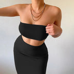 Ensemble 2 pièces  haut bustier moulant et une robe moulante amincissante pour femmes