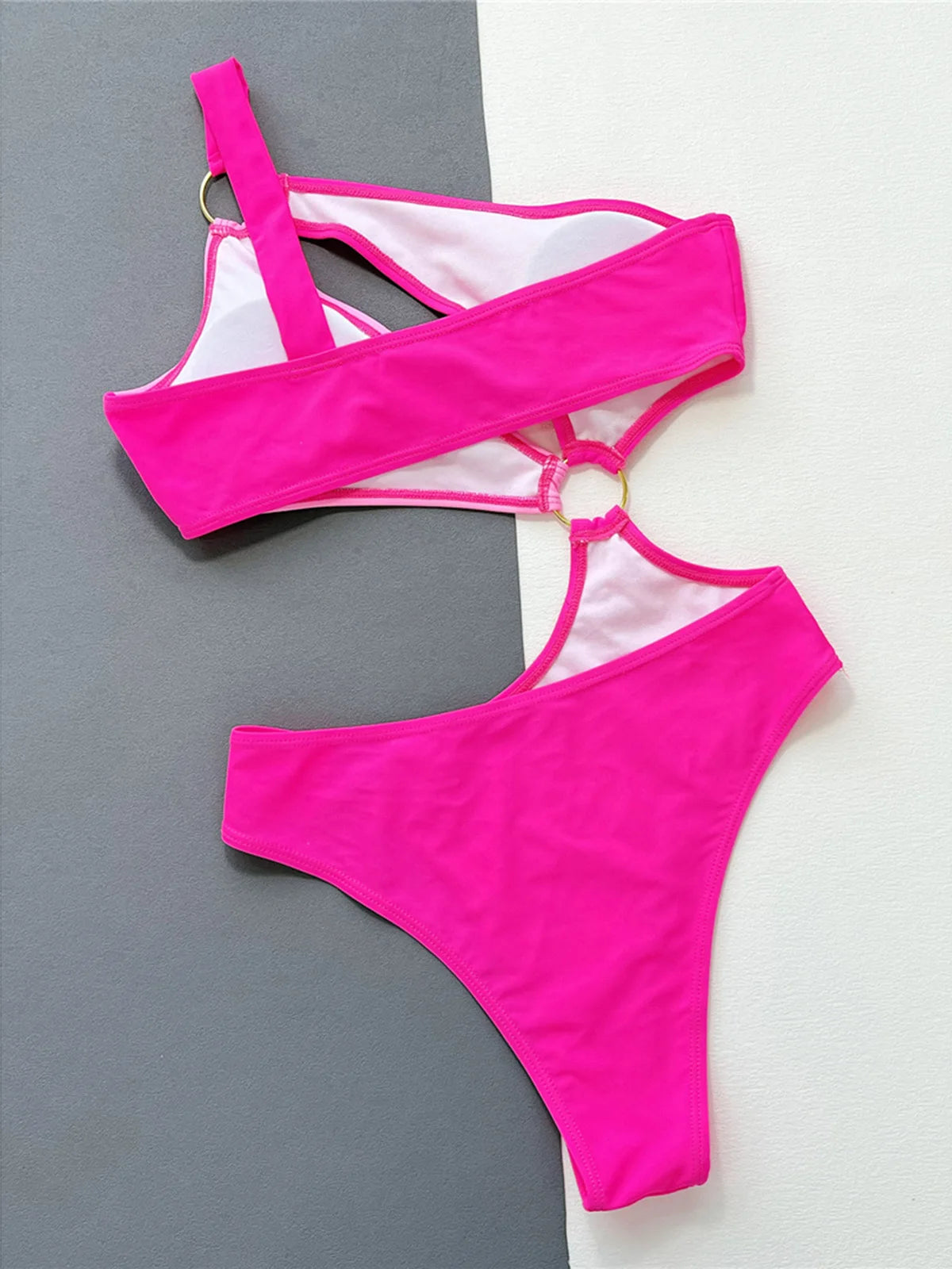 Maillot de bain une pièce asymétrique épissage une épaule pour femmes