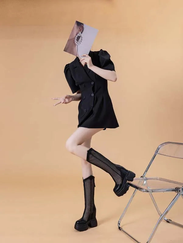 Bottes genou haute à plate-forme pour femmes