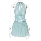 Ensemble jupe et haut dos nu à col halter pour femmes