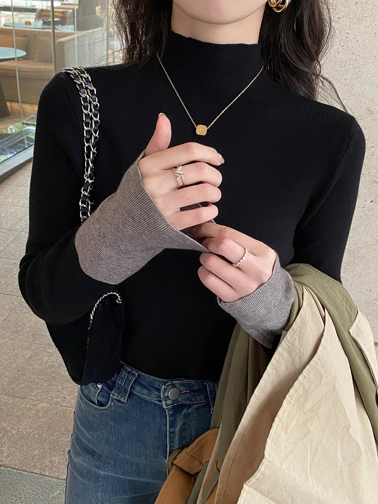 Pull en Maille Douce Femme – Col Semi-Montant Chic