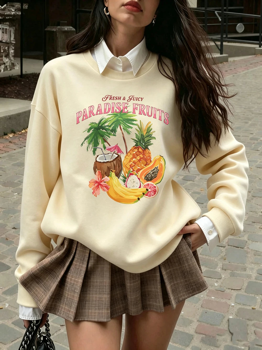 Sweat-shirts à imprimés de fruits frais et juteux Paradise pour femmes