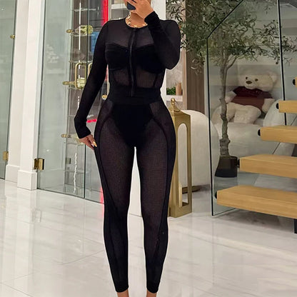 Ensemble femme 2 pièces zippé avec t-shirt et legging