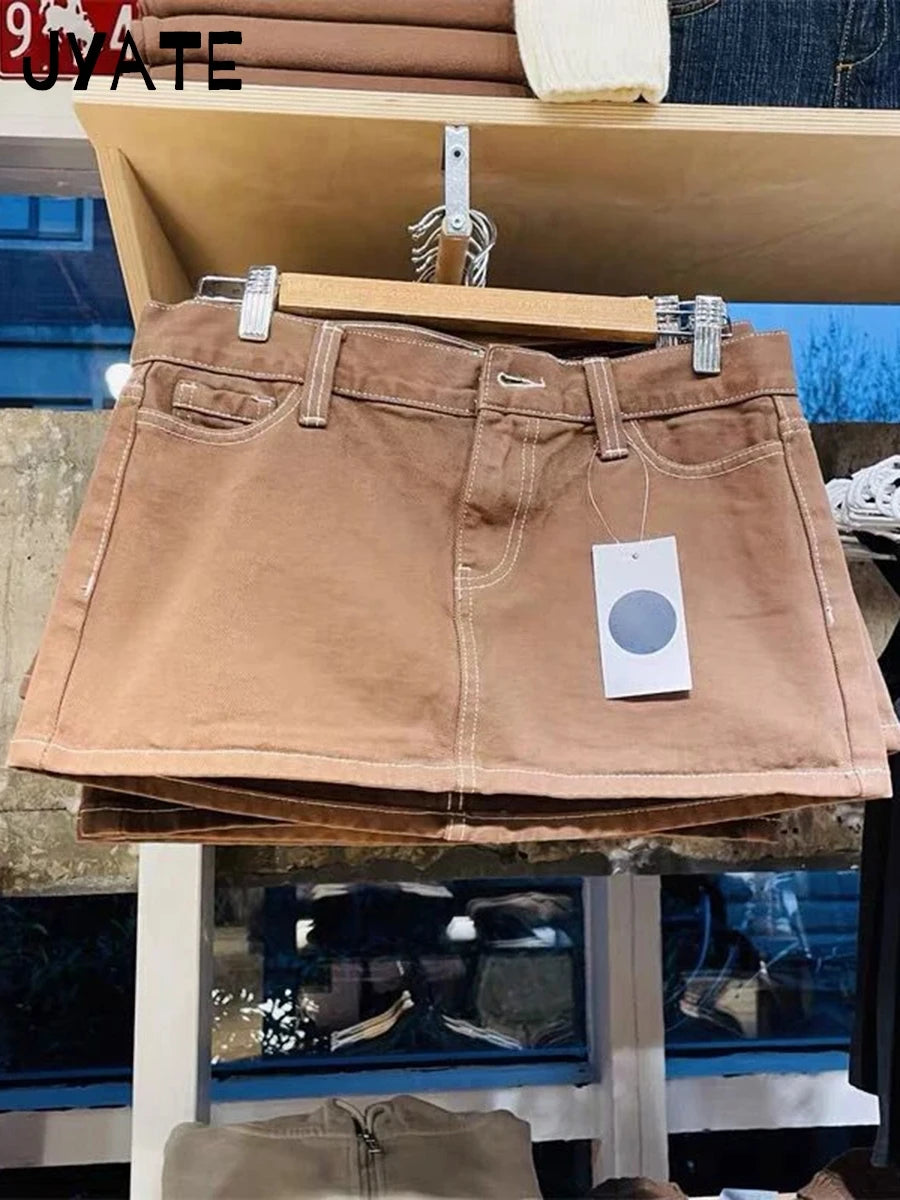 Mini jupes cargo en jean vintage pour femmes