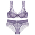 Ensemble de soutien-gorge en dentelle brodée Ultra fin et culotte pour femmes