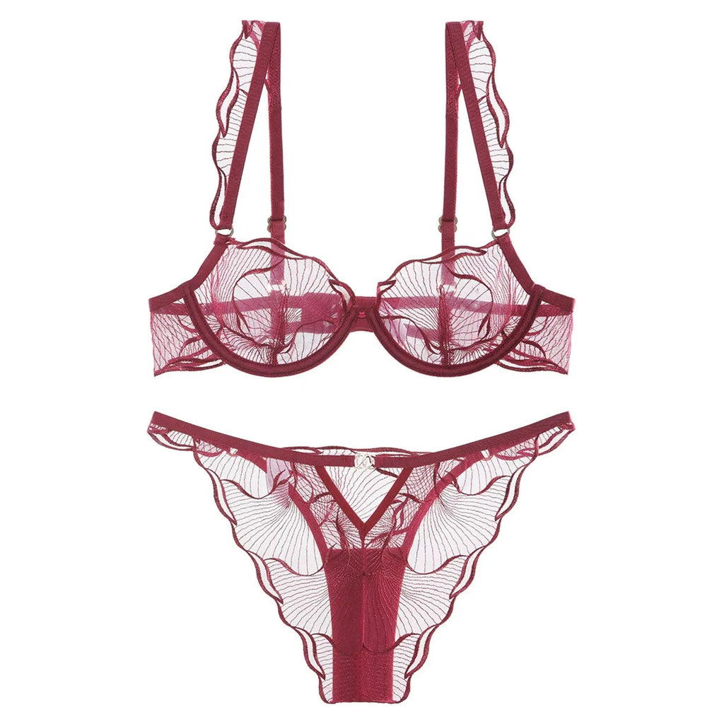 Ensemble soutien-gorge Sexy en maille respirante et culotte assortie pour femmes