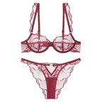 Ensemble soutien-gorge Sexy en maille respirante et culotte assortie pour femmes