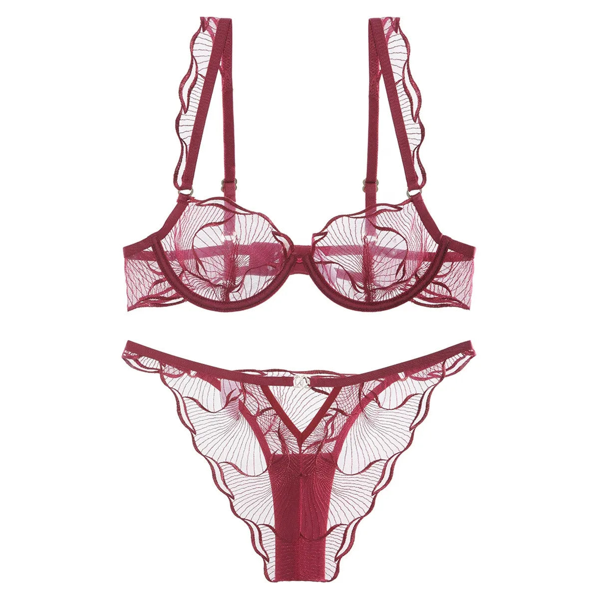 Ensemble soutien-gorge Sexy en maille respirante et culotte assortie pour femmes