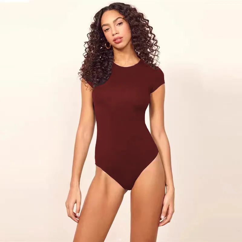 Body à manches courtes et col rond pour femmes
