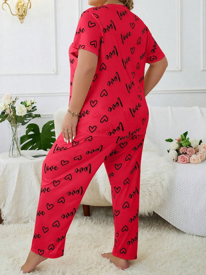 Pyjama Femme – Imprimé Cœurs et Lettres