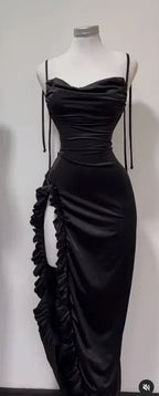 Robe longue plissée à lacets pour femmes