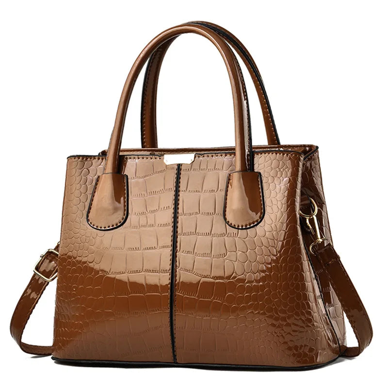 Sac à bandoulière en cuir PU verni pour femmes