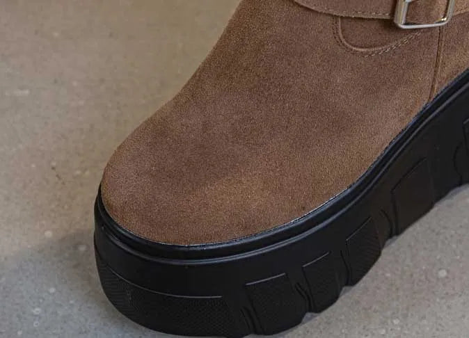 Bottes montantes en cuir synthétique pour femmes