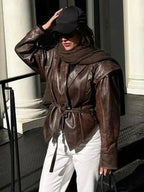 Veste en similicuir pour femmes