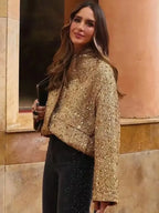 Blouson bombardier à paillettes pour femmes