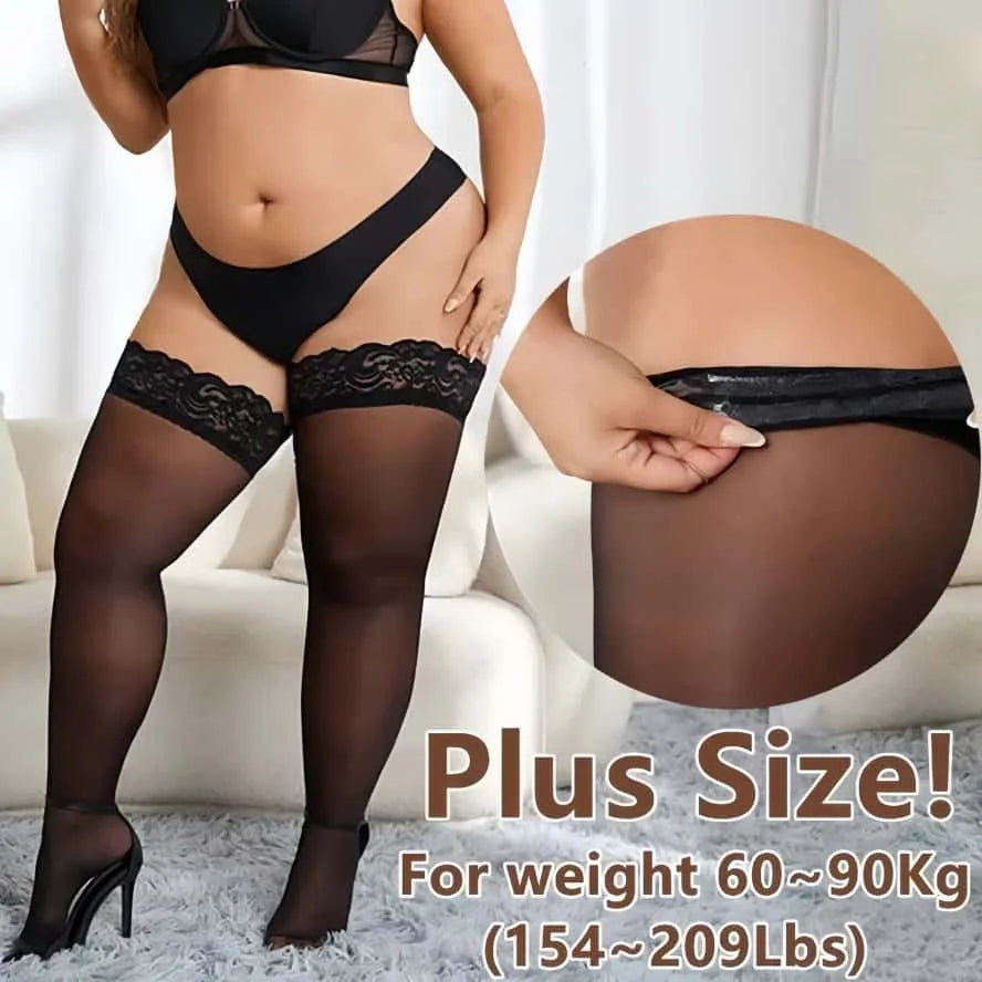 Bas surdimensionné noir grande taille en dentelle pour femmes