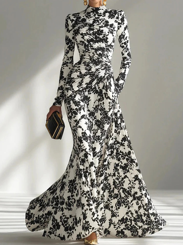 Robe longue tendance à manches longues pour femmes