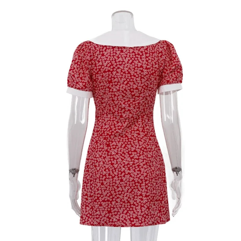 Robe courte à imprimé floral pour femmes