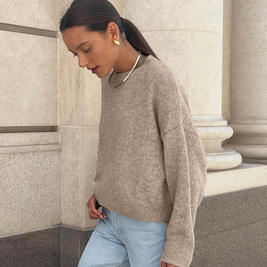 Pull à col rond et manches courtes pour femmes