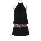 Robe mini dos nu à imprimé léopard pour femmes